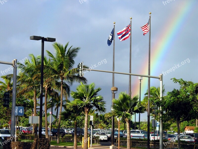 Us Flag Hawaiian Flag Rainbow Hawaiian Travel