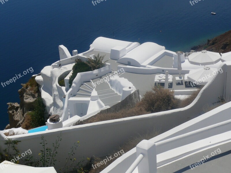 Santorini Caldera Blue Island Volcano