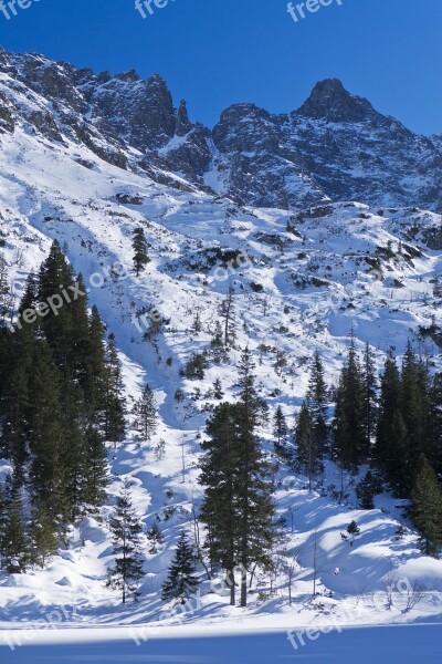 Tatry Mountains Winter In The Mountains Sky View