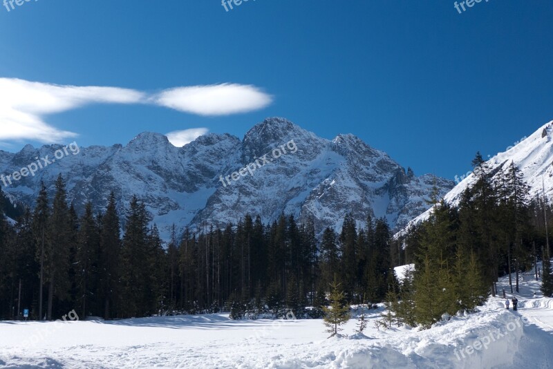 Tatry Mountains Winter In The Mountains Sky View