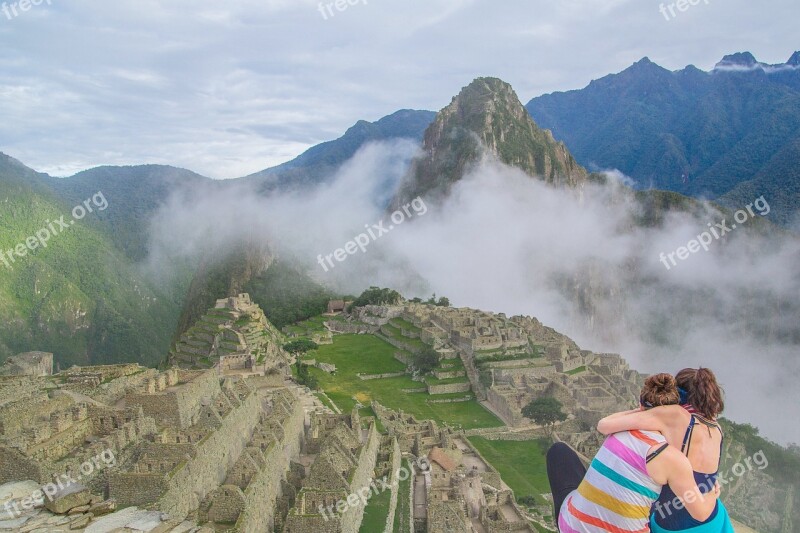 Friends Peru Machu Picchu Travel Free Photos