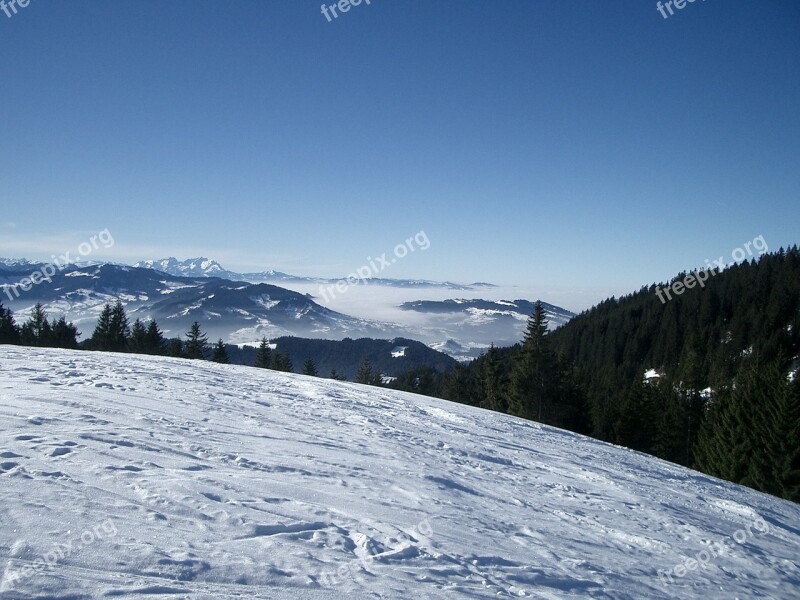 Vorarlberg Winter Snow View Lake Constance