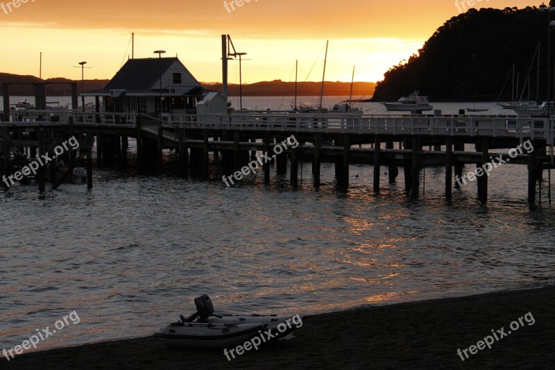 Sunset Water Wharf Bay Sky