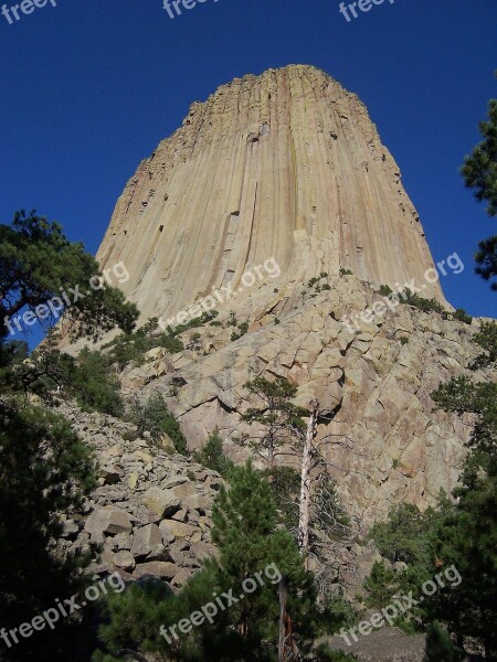 Devils Tower National Monument Wyoming Mountain Formation