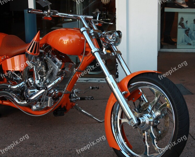 Motorbike Orange Chromr Speed Motorcycle