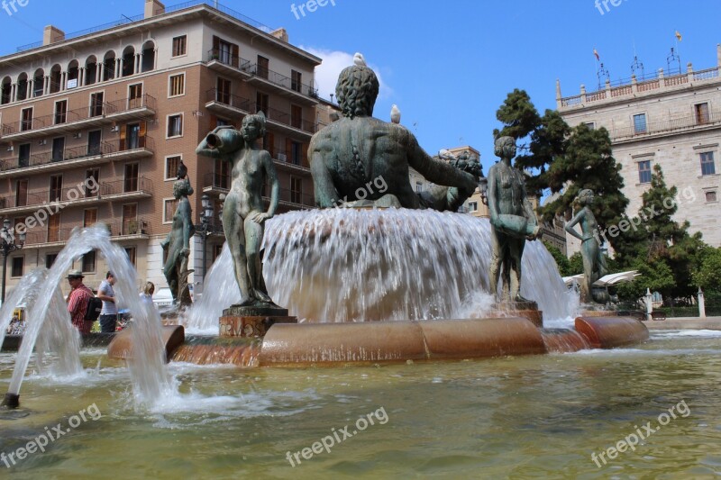 Valencia Square Of The Virgin Source Monument Free Photos