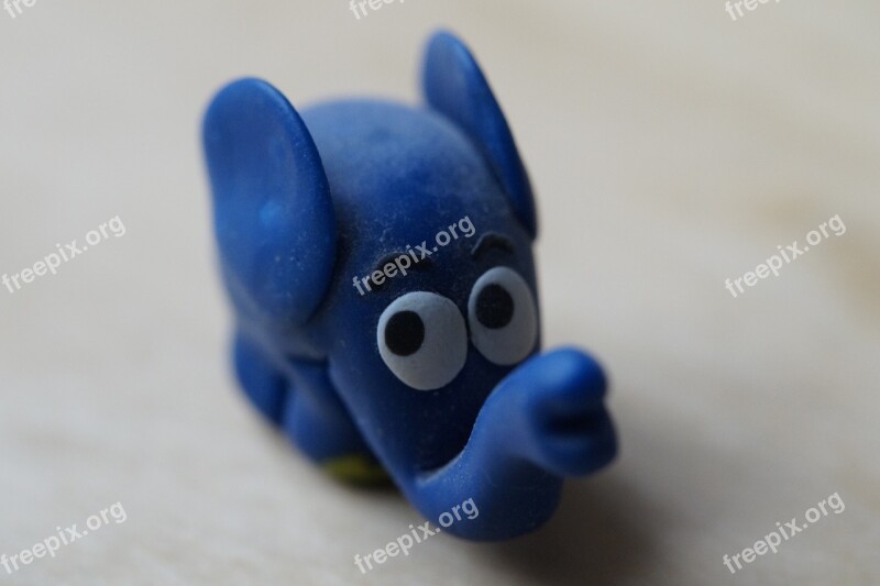 Polymer Clay Figure Elephant Broadcast With The Mouse Proboscis