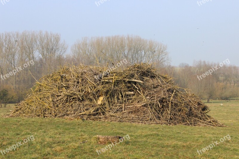 Wood Pile Branches Bonfire Free Photos