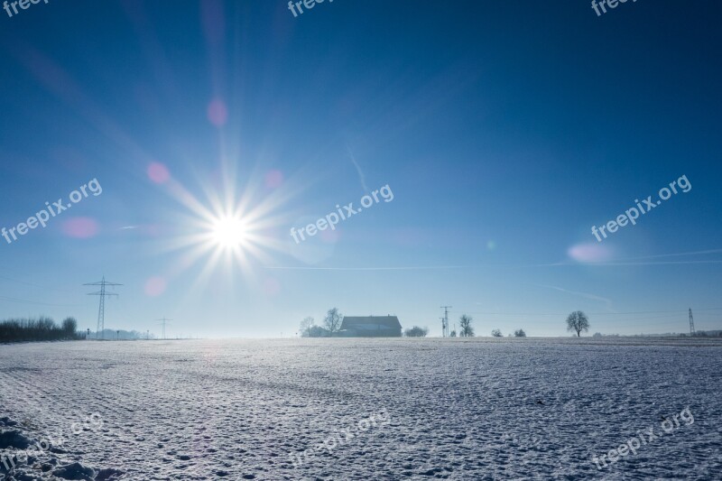 Winter Snow Wintry Sun Blue