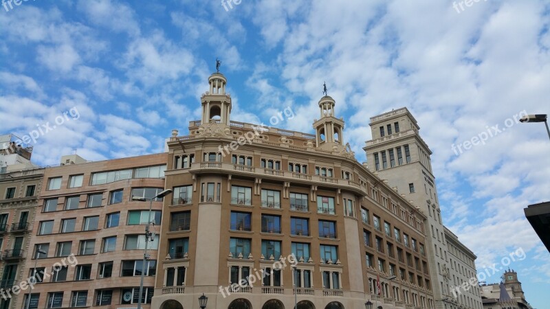 Barcelona Sky Blue Buildings Urban