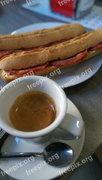 Coffee Breakfast Canteen Or In Front Of Cafe A Sandwich