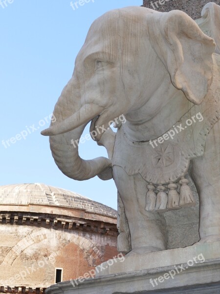 Elephant Bernini Rome Stone Figure Ruesseltier