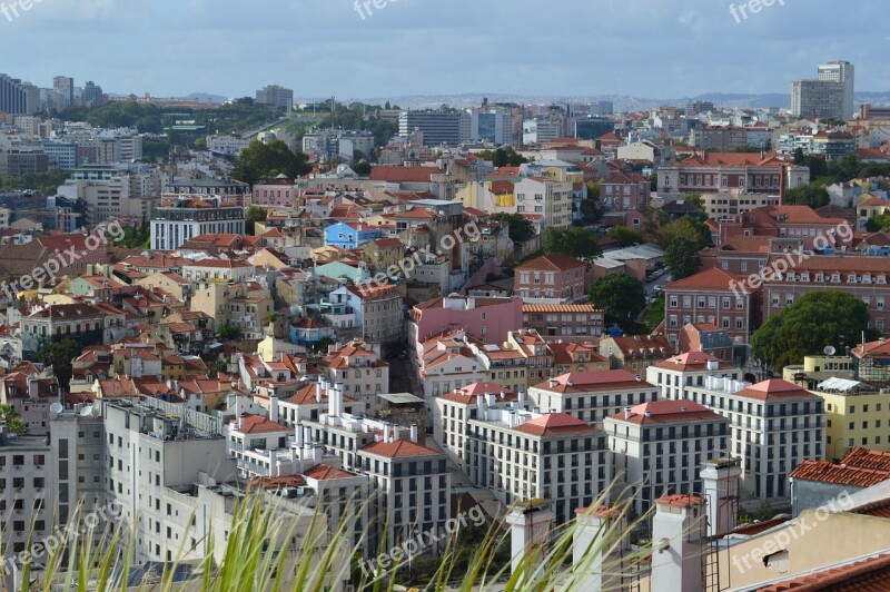 Roofs View City Houses Portugal