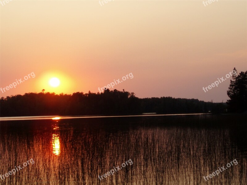 Sunset Pink Sky Reflection Lake Pink