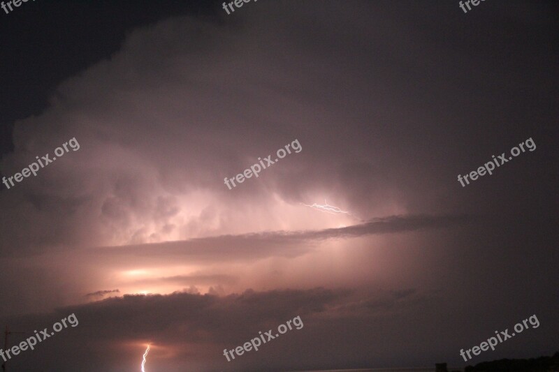 Lightning Storm Sky Evening Free Photos