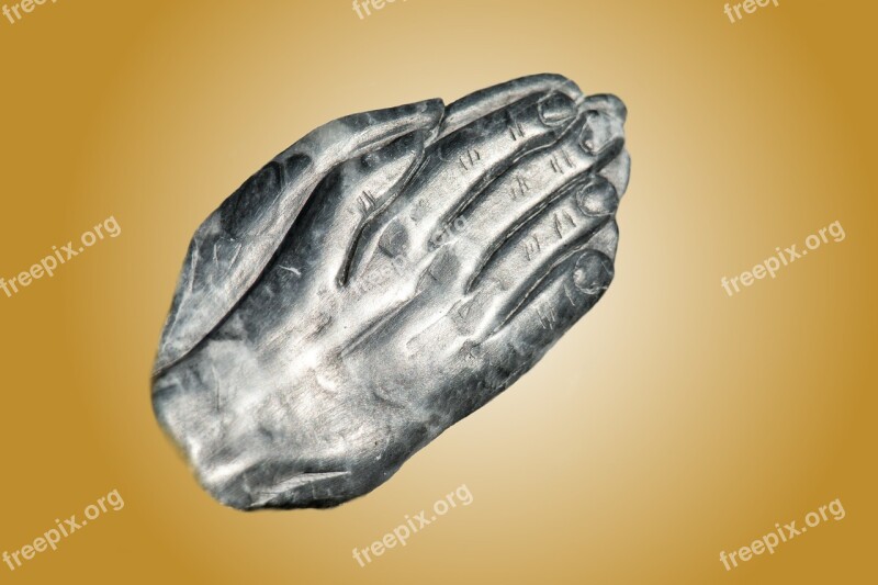 Hands Pray Silver Gold Folded