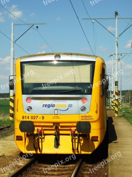 Railway Yellow Railcar Transport South Bohemia