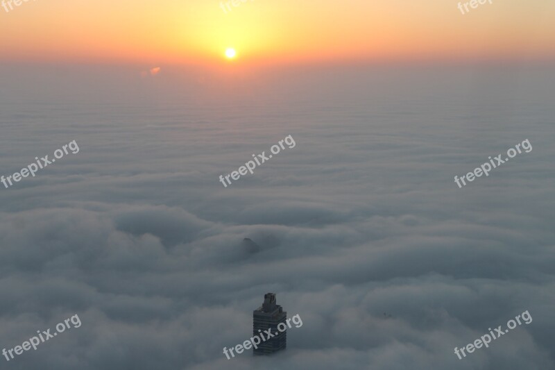 Cityscape Fog Dubai Sunrise Burj