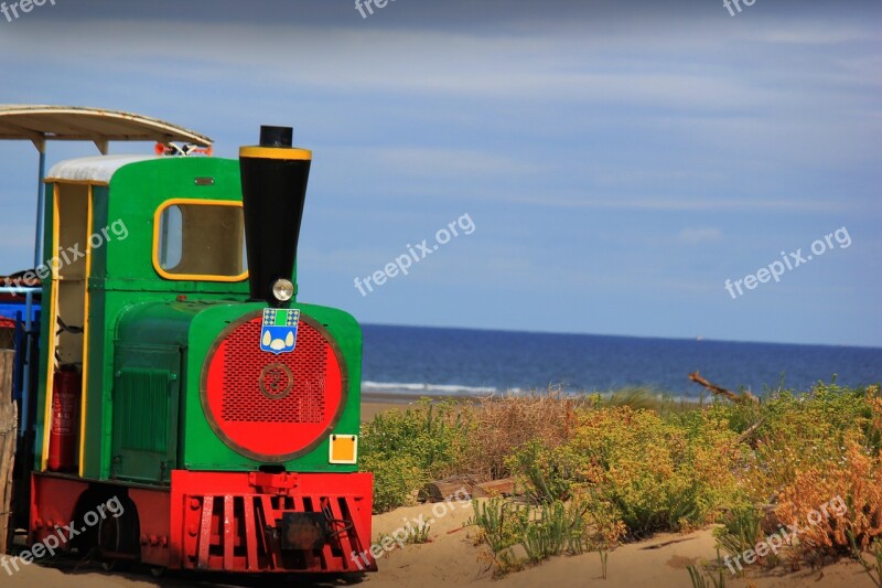 Train Nature Beach Blue Landscape