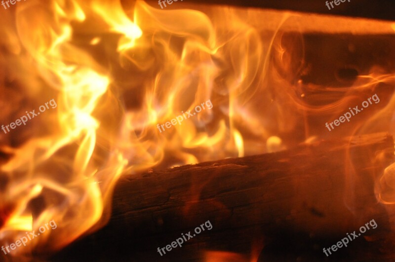 Fire Fireplace Flame Wood Burn