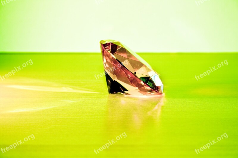 Glass Stone Diamond Green Pink Refraction