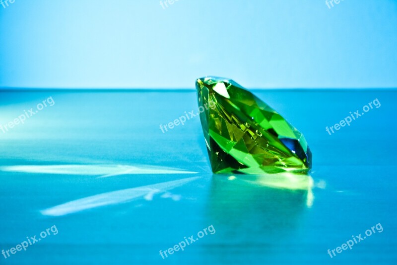 Glass Stone Diamond Green Blue Refraction