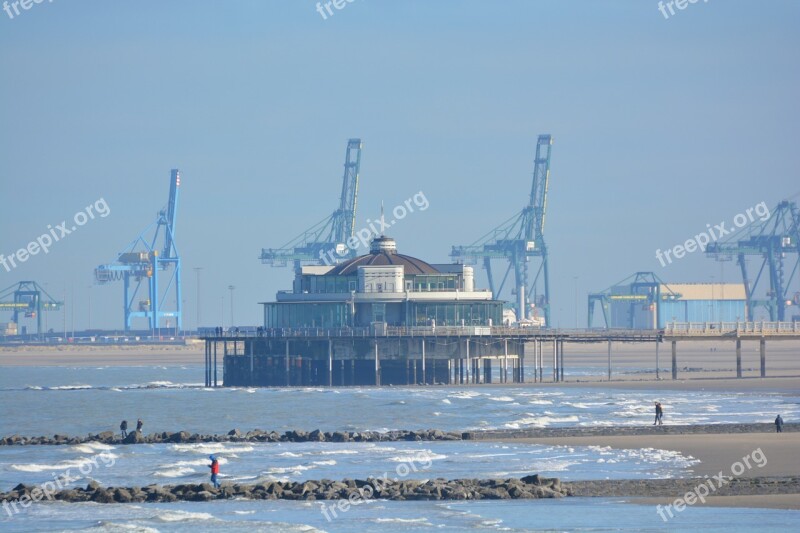 Blankenberge Sea Breakwater Belgian Pier Zeebrugge