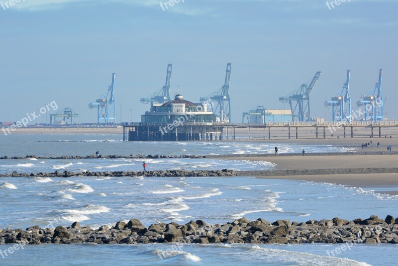 Blankenberge Sea Breakwater Belgian Pier Zeebrugge