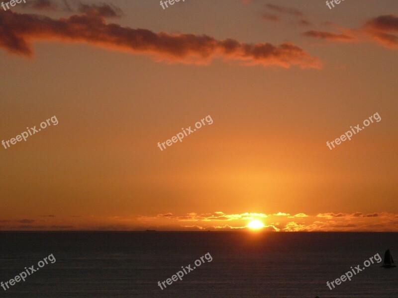 Hawaii Waikiki Beach Sunset Vacation Free Photos