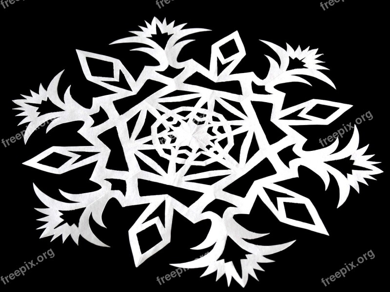 Star Snowflake Silhouette Black And White Pattern