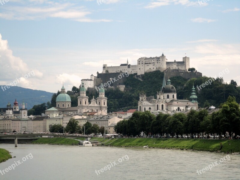 Salzburg Austria Castle Historic Center River