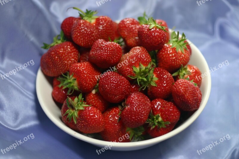 Strawberries Fruit Fresh Picked Bowl Harvest