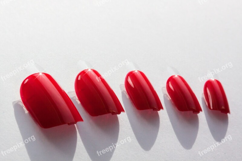 Fingernails Red Lacquered Artificial Affix