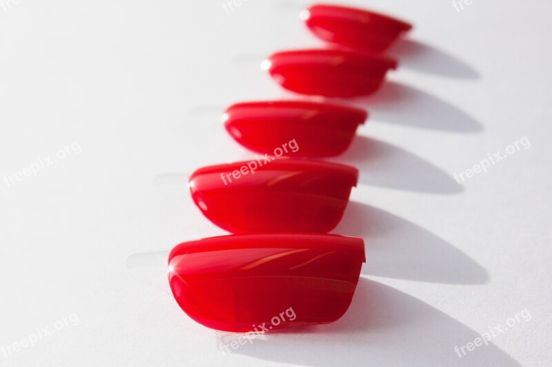 Fingernails Red Lacquered Artificial Affix