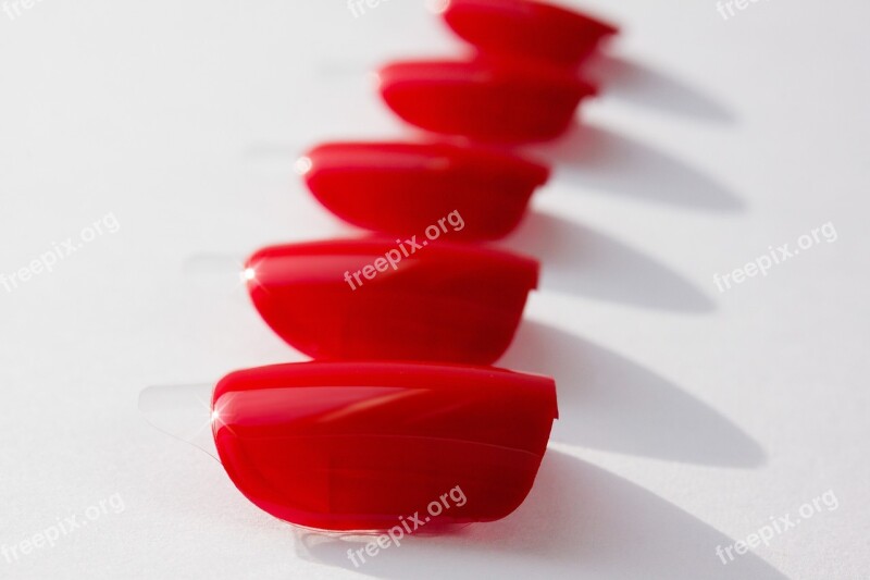 Fingernails Red Lacquered Artificial Affix