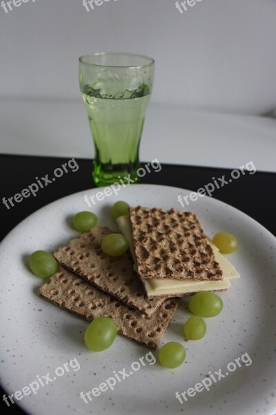 Eat Grapes Cheese Crispbread Food