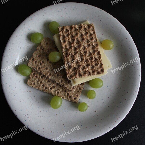 Eat Grapes Cheese Crispbread Food