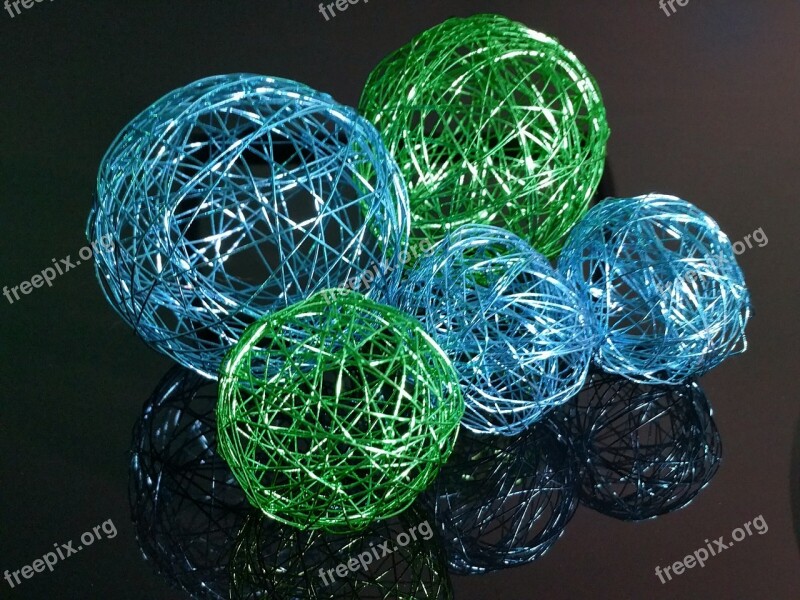 Ball Wire Green Light Blue Decoration