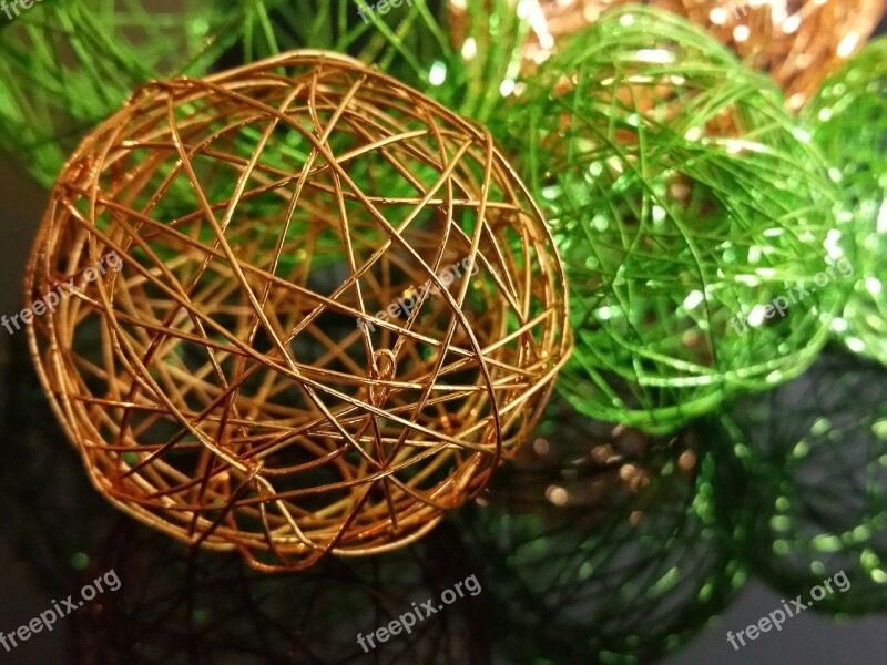 Ball Wire Green Orange Decoration