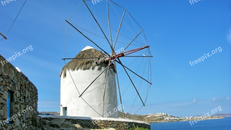 Mill Mykonos Greece Blue Island