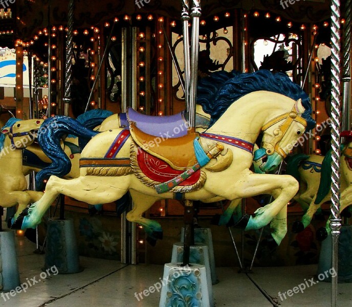 Horse Wooden Carousel Retro Nostalgic