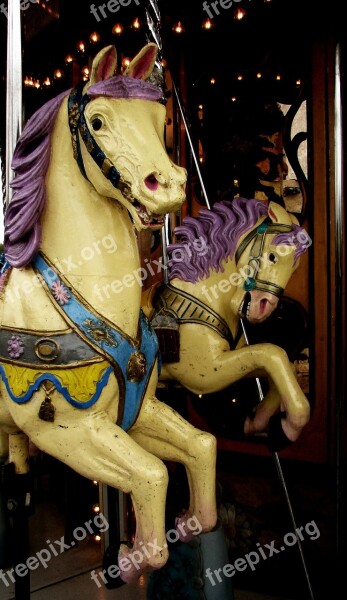 Horse Wooden Carousel Retro Nostalgic