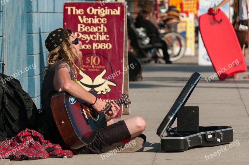 Guitar Artist Musician Venice Beach Free Photos