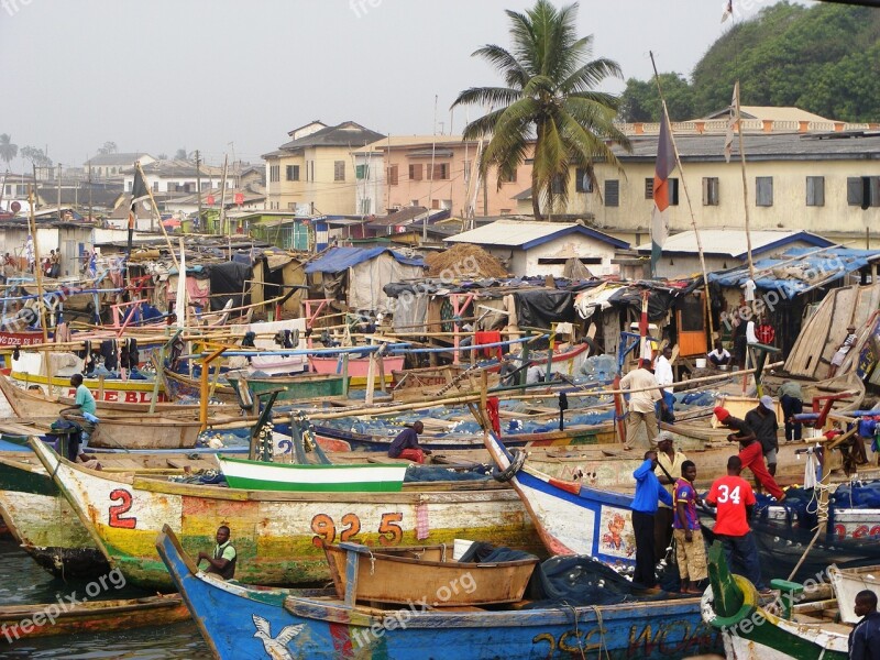 Africa African Fishermen Ghana Elmina Boat