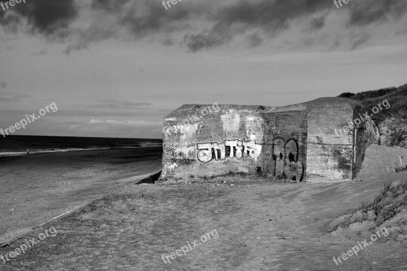 Bunker North Sea Beach Graffiti Sea