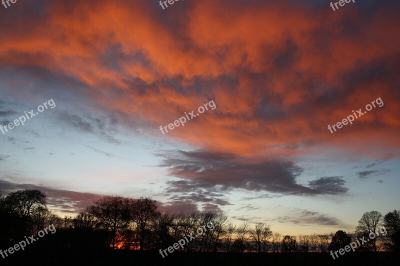 Clouds Evening Red Clouds Red Sky Dramatic