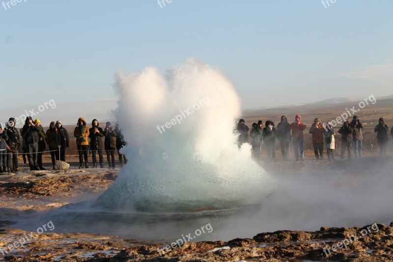 Geyser Water Fountain Iceland Strokkur