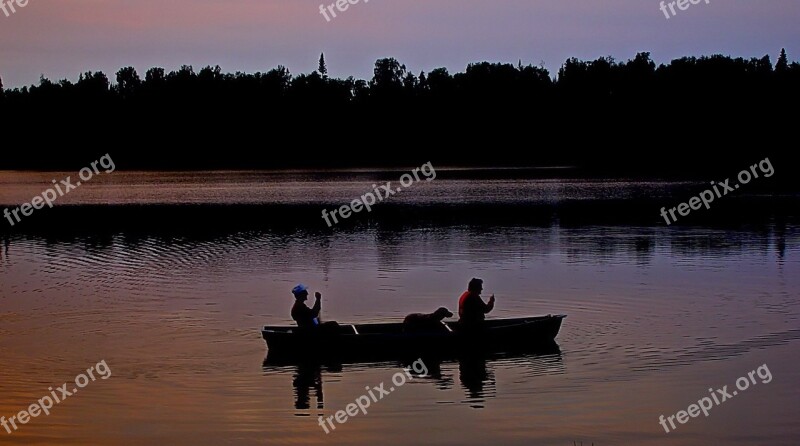 Canoe Lake Twilight Water Boat