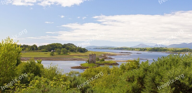 Scotland Castle Stalker Castle Hole Lake