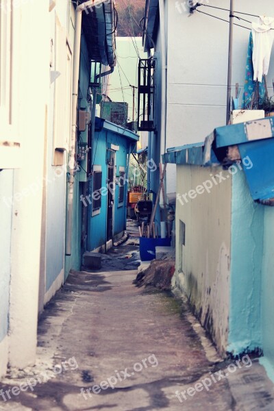 Busan Alley Landscape Narrow Streets Old School